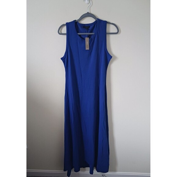 J. Crew High Low Maxi Dress Sleeveless Round Neck Cotton Blue Size S NWT - Picture 1 of 7